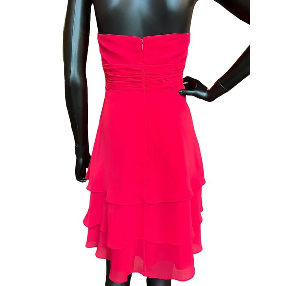 Red Chiffon Floral Mid-Length Dress - Picture 6 of 6